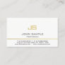 Minimalist Professional Modern White Gold Monogram Business Card