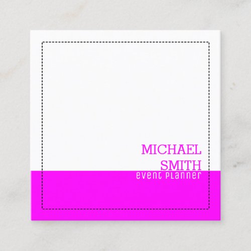 Minimalist Professional Modern White Magenta Square Business Card