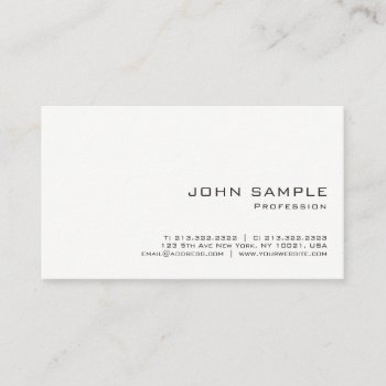 Minimalist Professional Modern White Matte Business Card by art_grande at Zazzle
