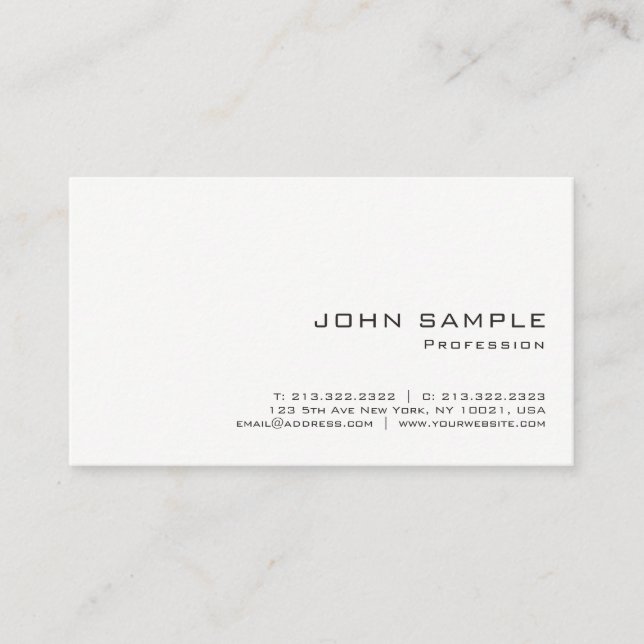 Minimalist Professional Modern White Matte Business Card (Front)