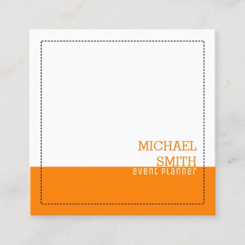 Minimalist Professional Modern White Orange Square Business Card