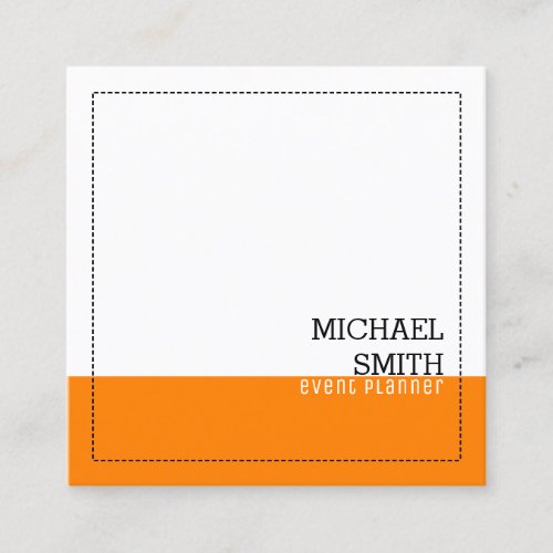 Minimalist Professional Modern White Orange Square Business Card