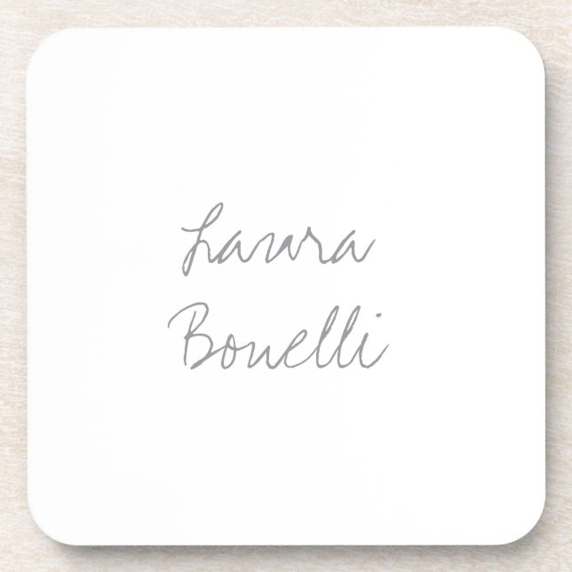 Minimalist Professional Modern Your Name Beverage Coaster (Front)