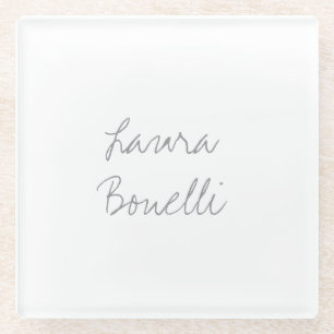 Minimalist Professional Modern Your Name Glass Coaster