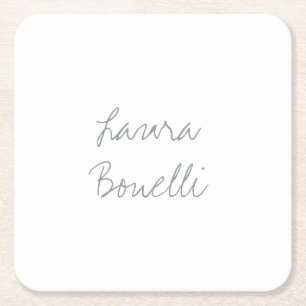 Minimalist Professional Modern Your Name Square Paper Coaster