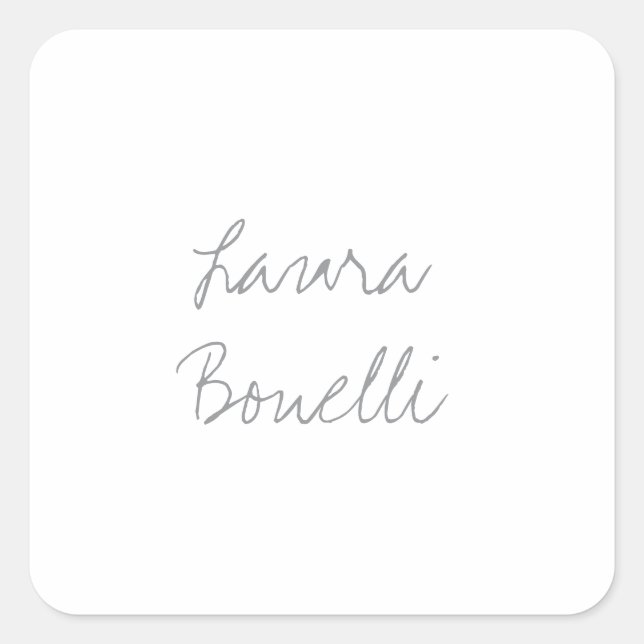 Minimalist Professional Modern Your Name Square Sticker (Front)