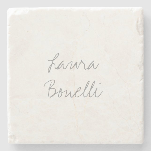 Minimalist Professional Modern Your Name Stone Coaster (Front)