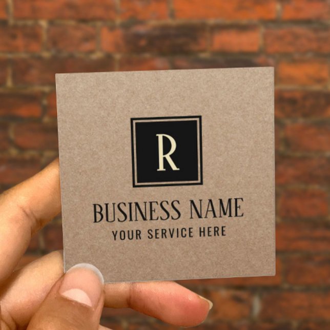 Minimalist Professional Monogram Logo Rustic Kraft Square Business Card (Creator Uploaded)