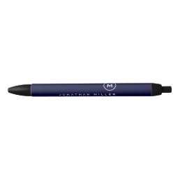 Minimalist Professional Monogram Name Black Ink Pen