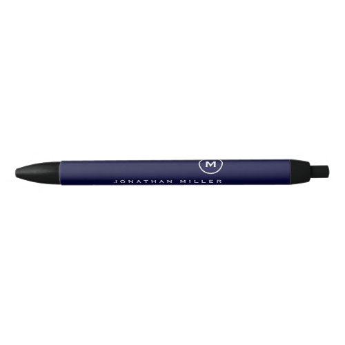 Minimalist Professional Monogram Name Black Ink Pen