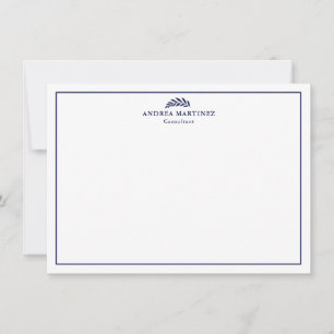 Minimalist Professional Navy Blue Border Note Card
