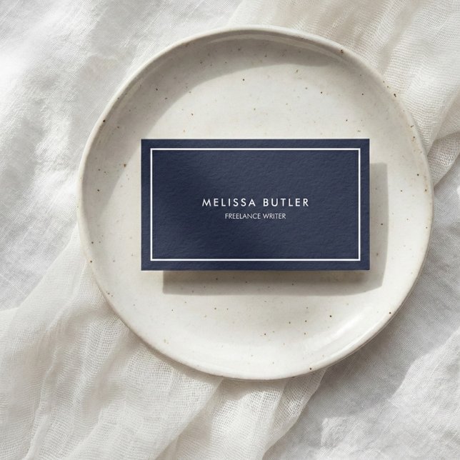 Minimalist Professional Navy Blue Business Card (Creator Uploaded)
