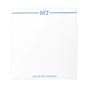 Minimalist Professional Navy Blue Monogram Notepad