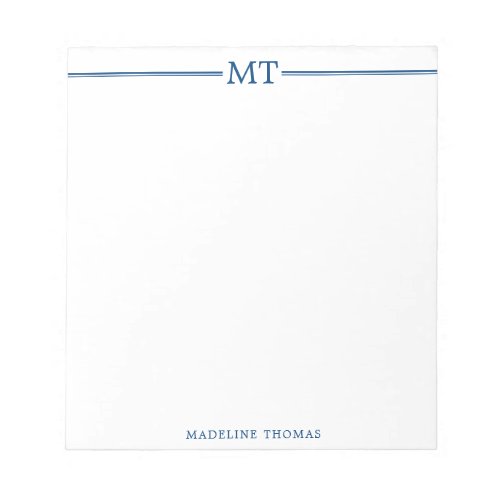 Minimalist Professional Navy Blue Monogram Notepad