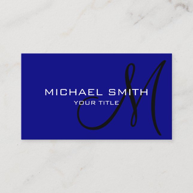 Minimalist Professional Navy Monogram Business Card (Front)
