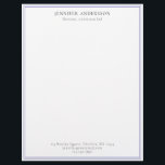 Minimalist Professional Office Letterhead<br><div class="desc">Minimalist professional office letterhead paper which can be customized with the inclusion of a name,  professional title,  email address,  phone number and business address. The paper has an elegant double navy border.</div>