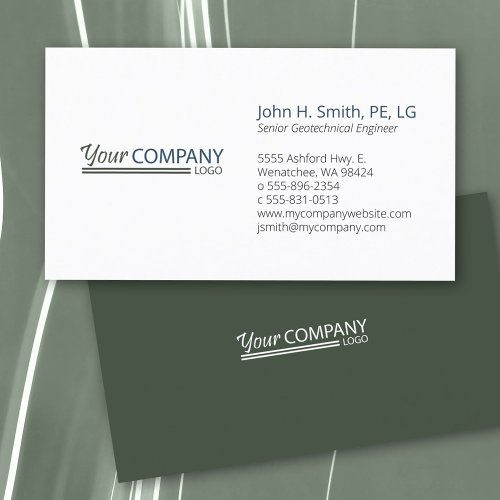 Minimalist Professional Olive Green Blue Business Card