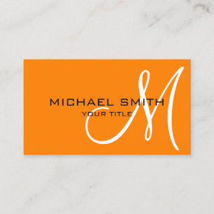 Minimalist Professional Orange Monogram Business Card