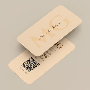 Minimalist Professional Pastel Peach Initials Business Card