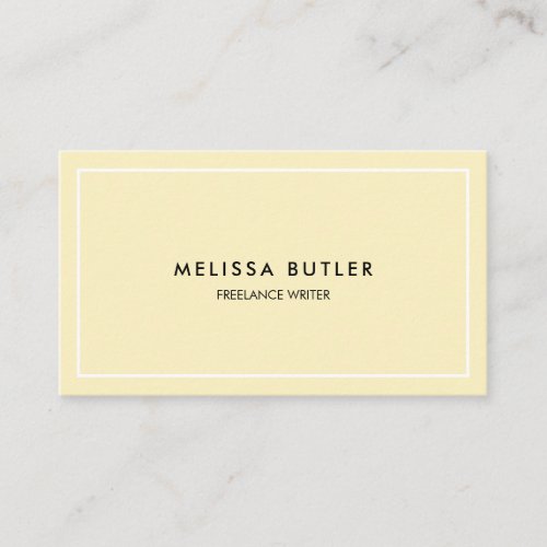 Minimalist Professional Pastel Yellow Business Card
