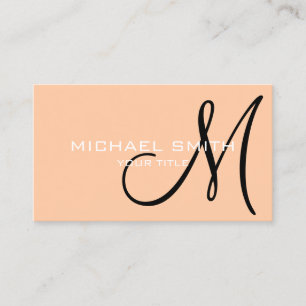 Minimalist Professional Peach Monogram Business Card