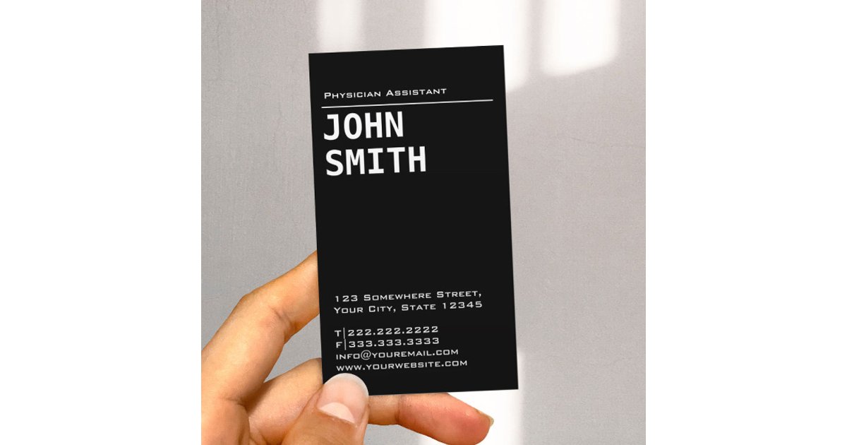Minimalist Professional Physician Assistant Business Card | Zazzle