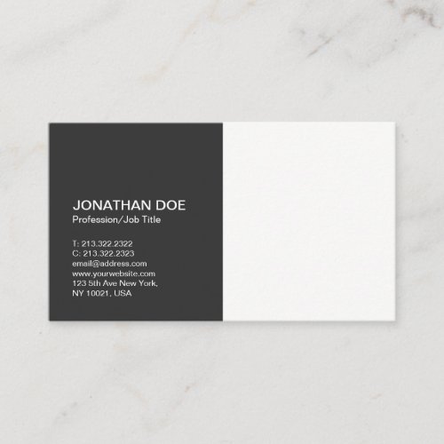 Minimalist Professional Plain Black White Elegant Business Card
