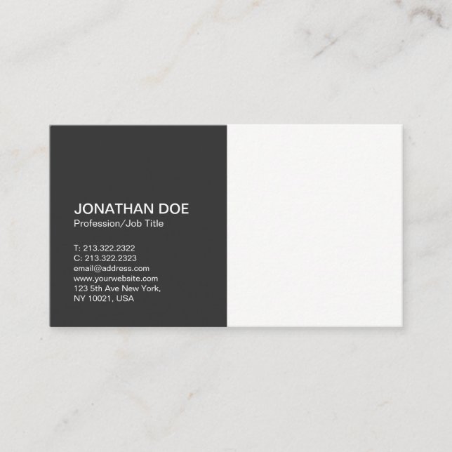 Minimalist Professional Plain Black White Elegant Business Card (Front)