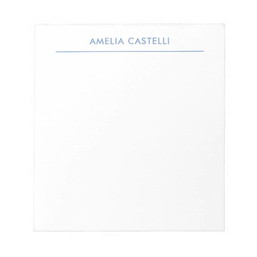 Minimalist Professional Plain Blue White Notepad