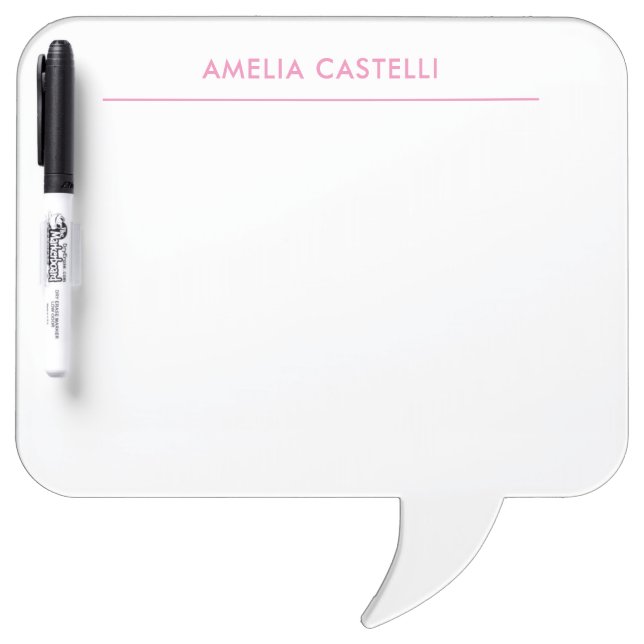 Minimalist Professional Plain Pink White Dry Erase Board (Front)