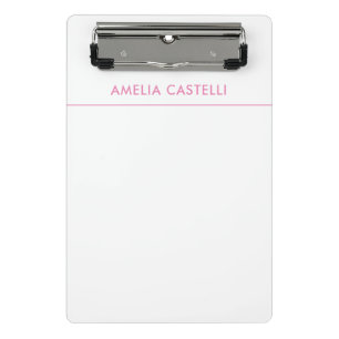Minimalist Professional Plain Pink White Mini Clipboard