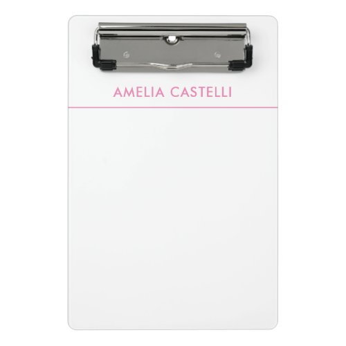 Minimalist Professional Plain Pink White Mini Clipboard