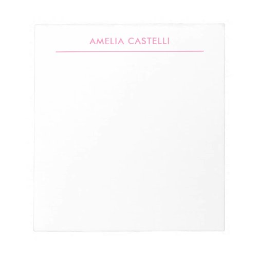 Minimalist Professional Plain Pink White Notepad