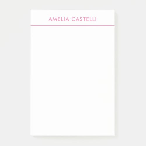 Minimalist Professional Plain Pink White Post_it Notes