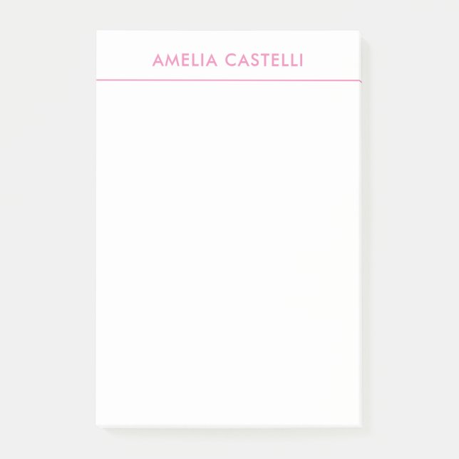 Minimalist Professional Plain Pink White Post-it Notes (Front)