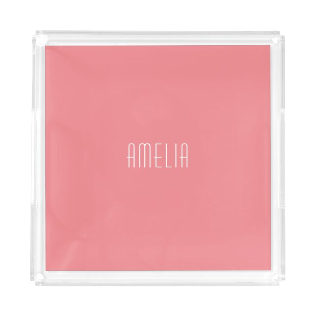 Minimalist Professional Plain Simple Name Acrylic Tray (Front)