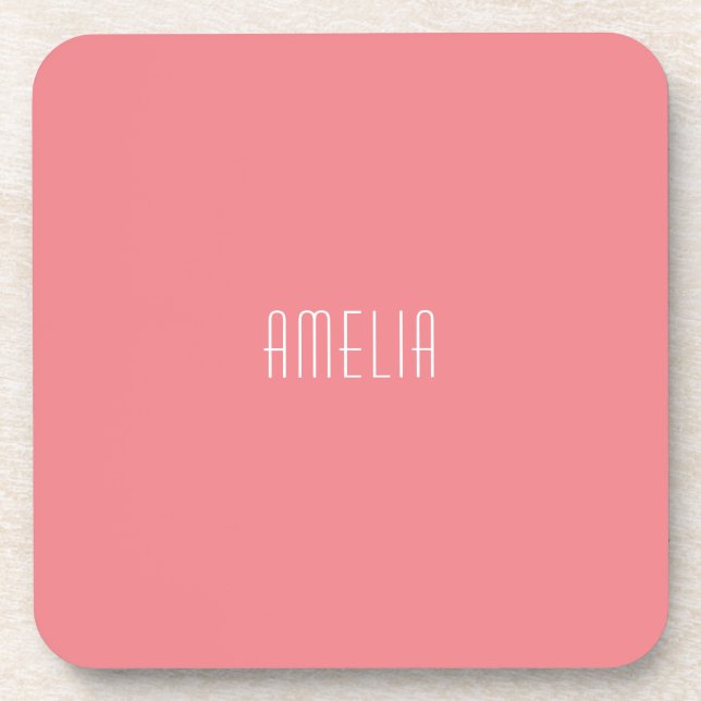 Minimalist Professional Plain Simple Name Beverage Coaster (Front)