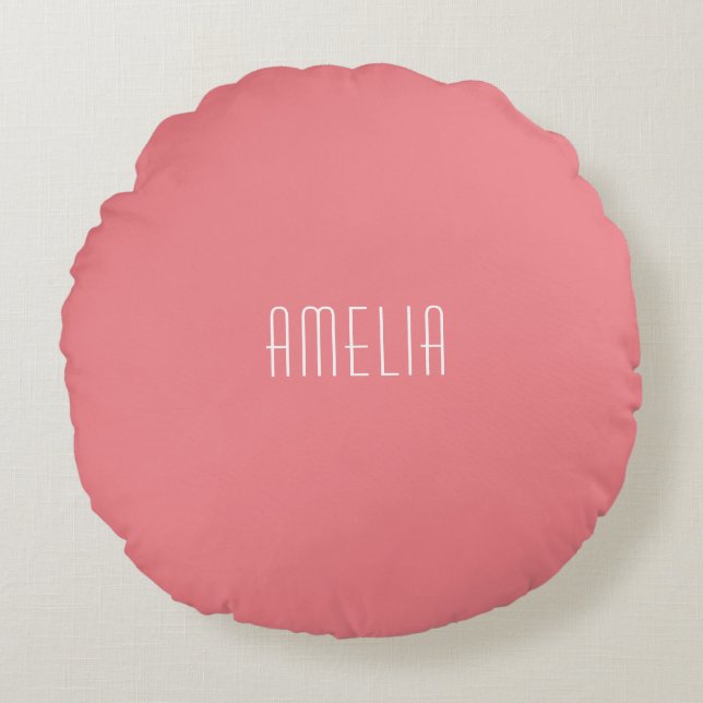 Minimalist Professional Plain Simple Name Round Pillow (Front)