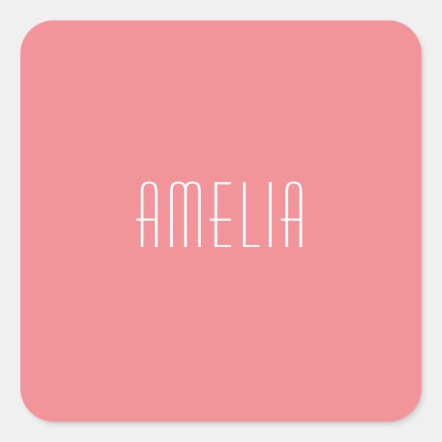 Minimalist Professional Plain Simple Name Square Sticker (Front)