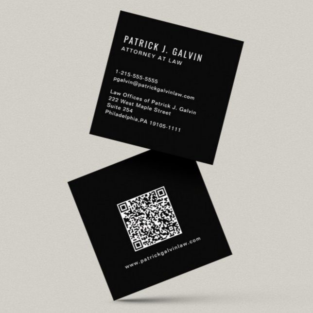 Minimalist Professional QR Code Black Square Business Card (Capture attention, make connections, and leave a lasting impression with our modern QR business card)