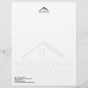 Minimalist Professional Real Estate Black White Letterhead