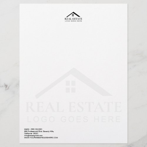 Minimalist Professional Real Estate Black White Letterhead