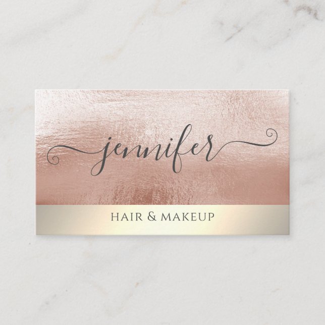Minimalist professional rose gold foil business card (Front)