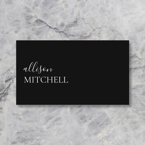 Minimalist Professional Script Elegant Black Business Card