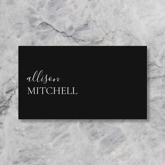 Minimalist Professional Script Elegant Black Business Card (Creator Uploaded)