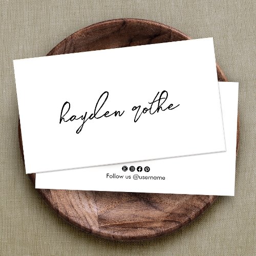 Minimalist Professional Signature Script Name  Business Card