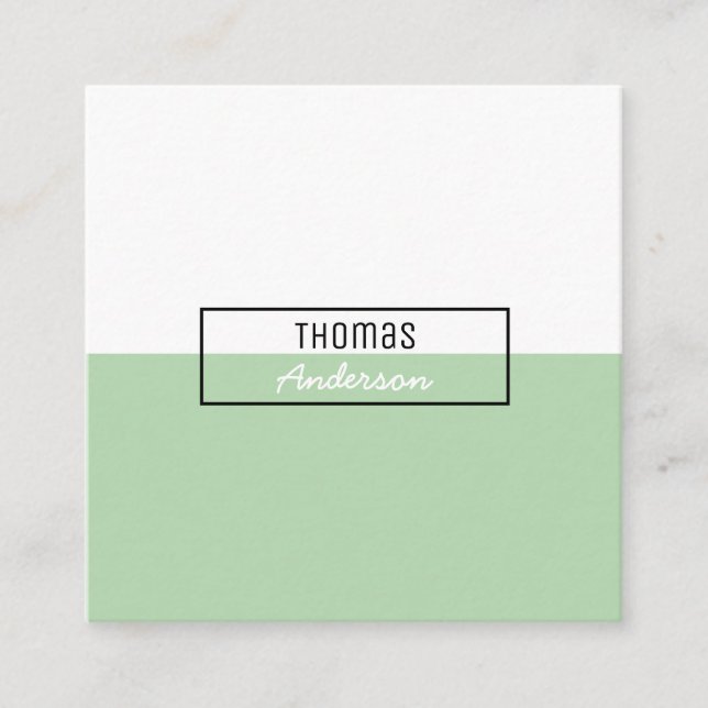 Minimalist Professional Simple Clear Green Square Business Card (Front)