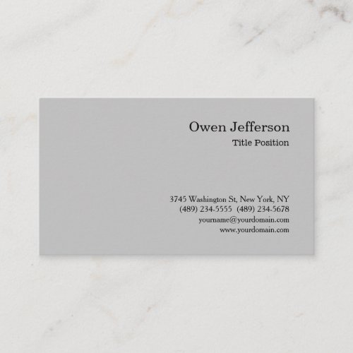 Minimalist Professional Simple Modern Plain Grey Business Card