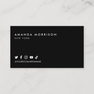 Minimalist Professional Social Media Black Business Card