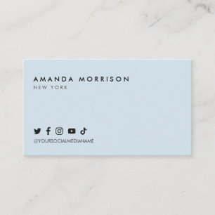 Minimalist Professional Social Media Blue Business Card